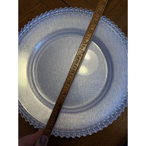 Set Of 12 Round Acrylic Hobnail Trim Party Cookie Trays Appetizer Wedding Clear - Picture 2 of 6